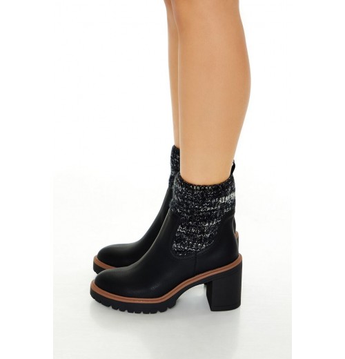 Faux Leather & Knit Booties Faux Leather & Knit Booties