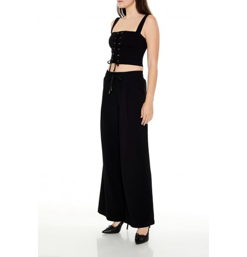 Drawstring Wide-Leg Pants