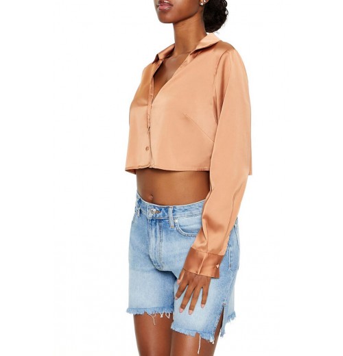 Satin Cropped Shirt Satin Cropped Shirt
