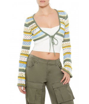 Striped Crochet Shrug Sweater
