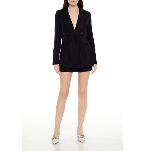 Plunging Double-Breasted Blazer