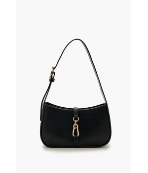 Faux Leather Carabiner Shoulder Bag